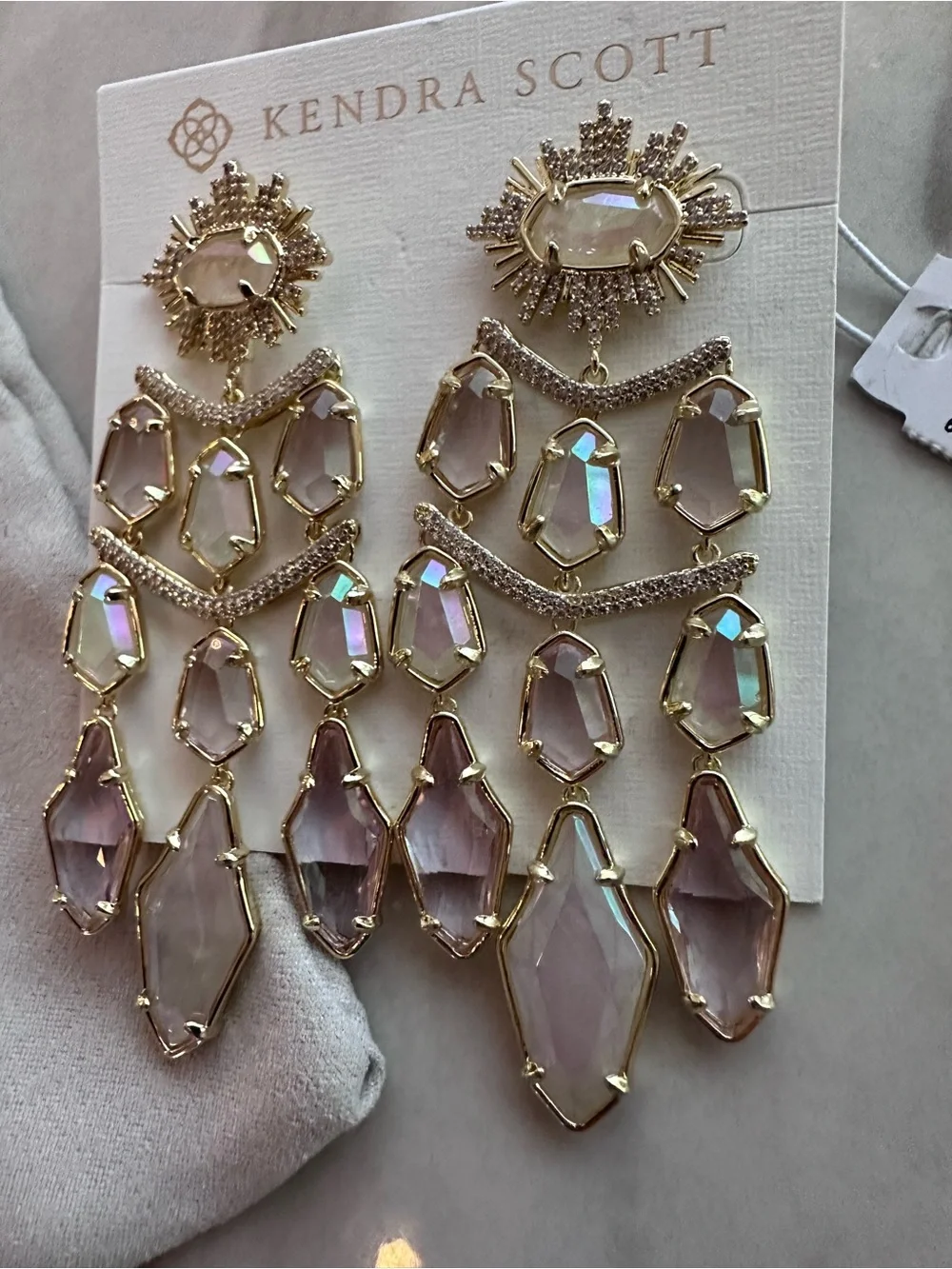 Kendra Scott Gold Iridescent Pink/Lavender Alexandria Chandelier Earrings - Picture 6 of 10